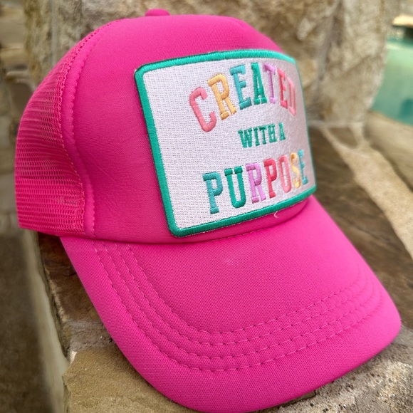 Created with Purpose Pink Teal Patch Trucker Hat Cap - Picture 4 of 7